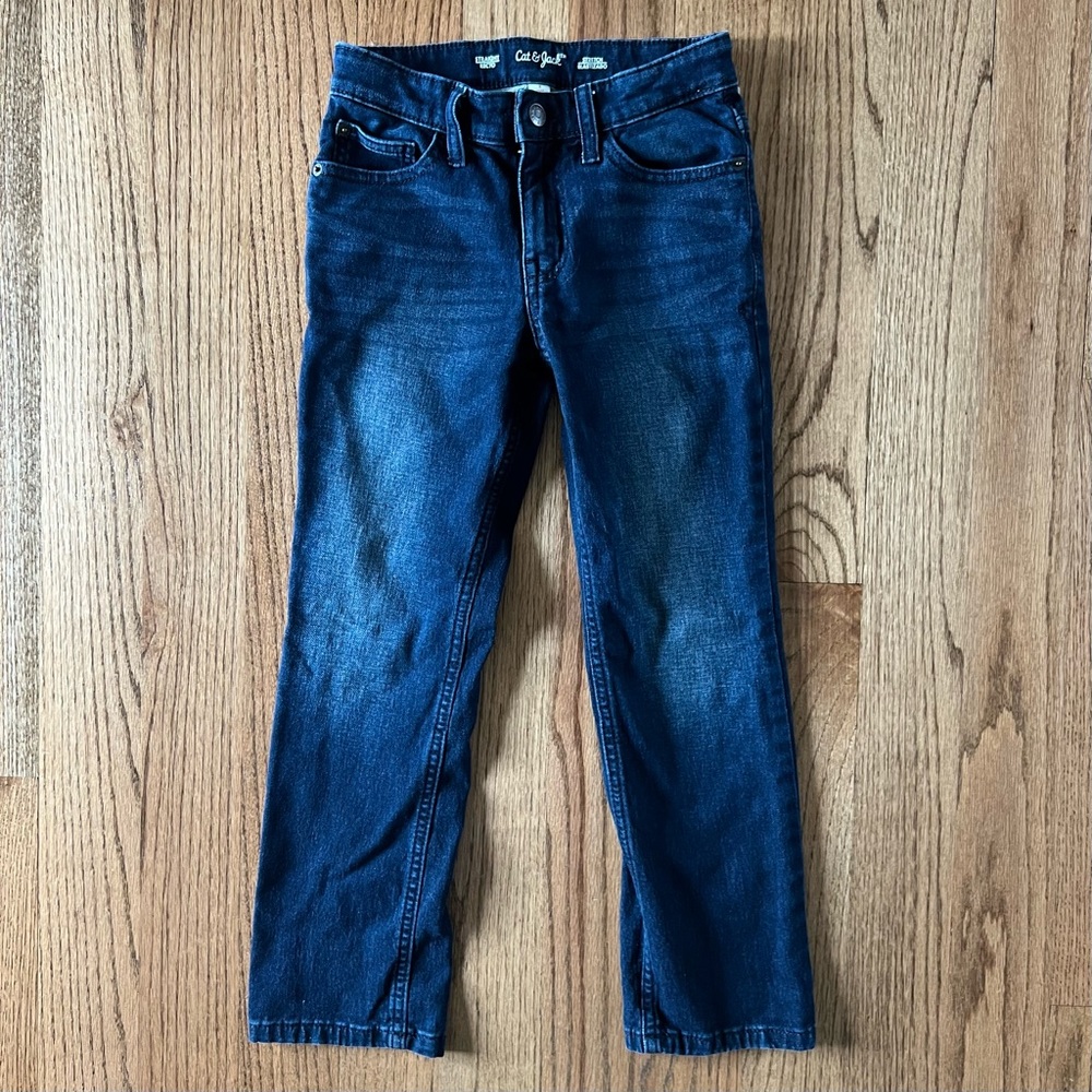 🆕 EUC Cat & Jack straight leg stretch jeans adjustable waist size 8